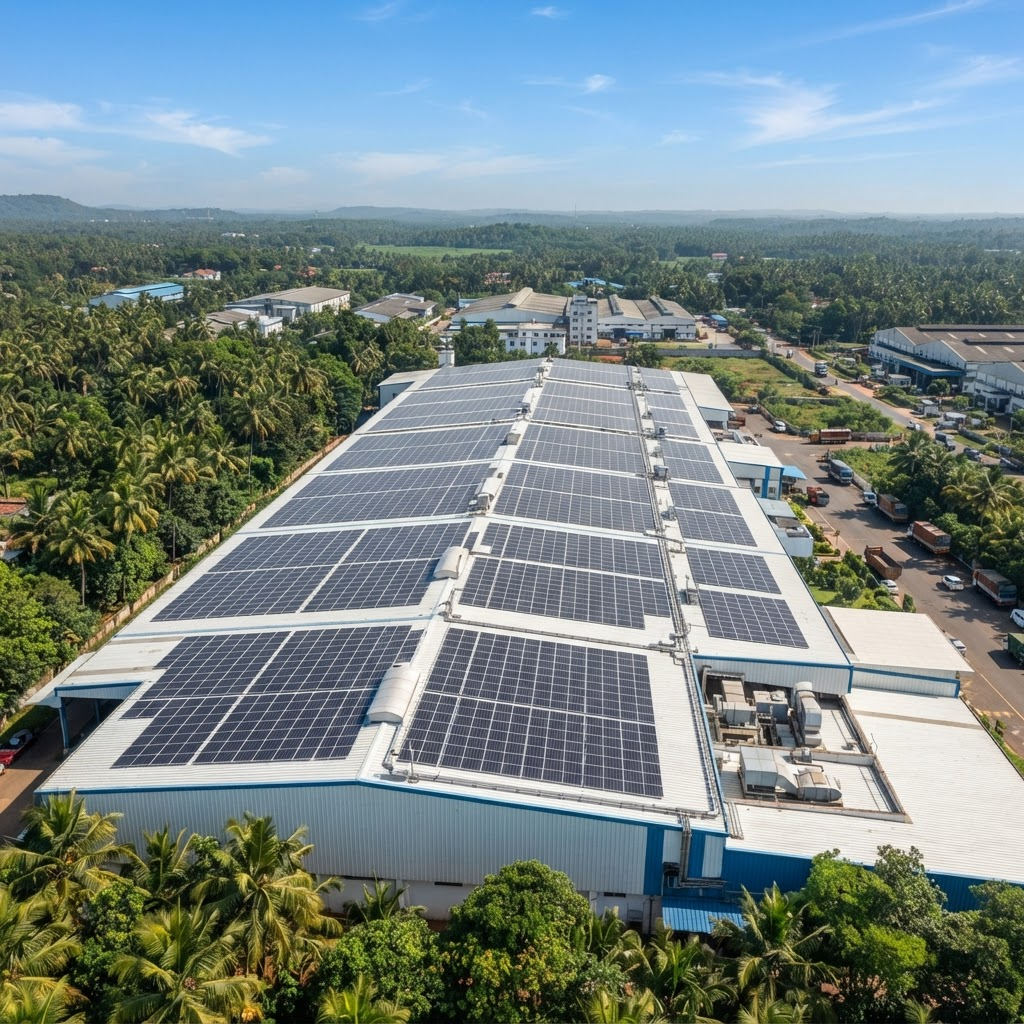 50 kW commercial solar installation in Kozhikode
