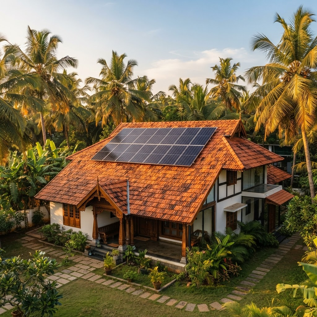 5 kW residential solar installation in Thiruvananthapuram